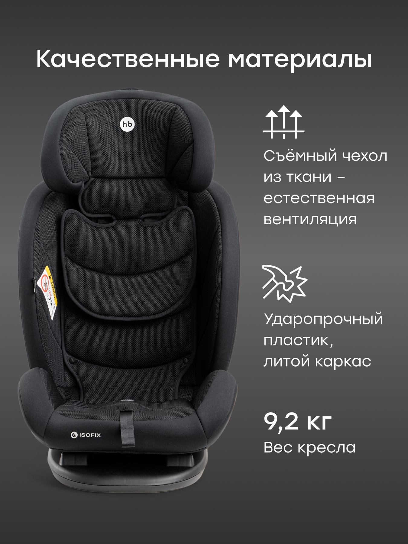 Автокресло Happy Baby Orex Isofix 0+/1/2/3 (0-36 кг) черный - фото 3