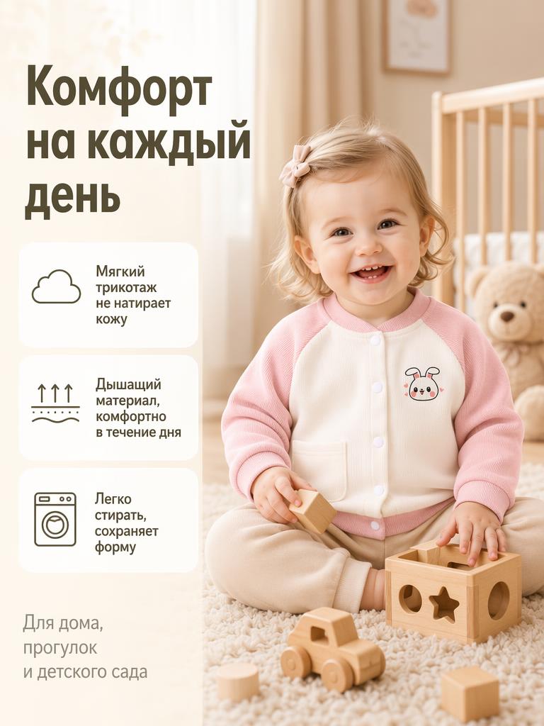 Бомбер Bambooland cardigan_pinkrabbit - фото 2