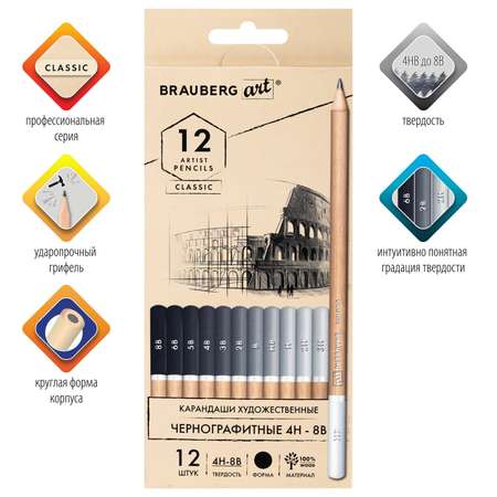 Карандаши чернографитные Brauberg 12 шт.