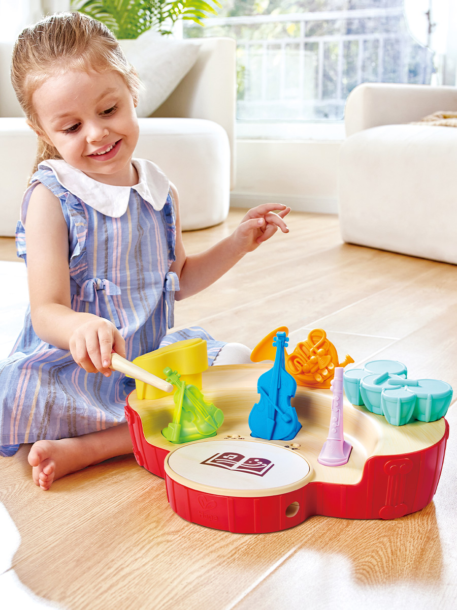 Игрушка музыкальная Hape Мини оркестр пианино, труба, скрипка, барабаны, кларнет - фото 2