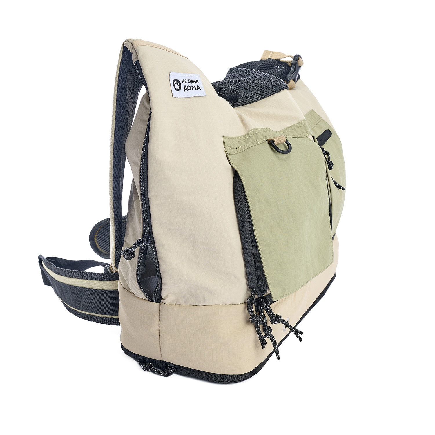 Переноска-слинг для животных Не один дома Street 40*20*35см бежево-зеленый - фото 2