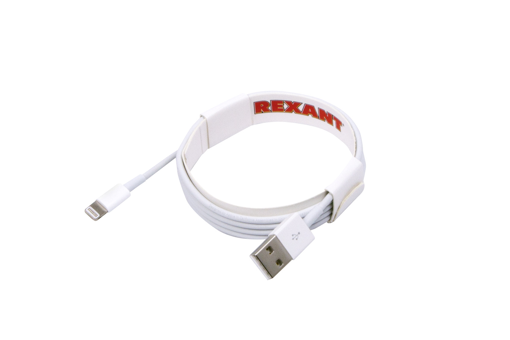 Кабель REXANT USB-A - Lightning для Apple 2.4 А 1 метр ПВХ белый оригинал чип MFI - фото 1