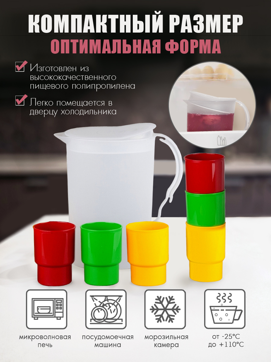 Набор посуды Solaris 6 стаканов 0.25л в кувшине - фото 4