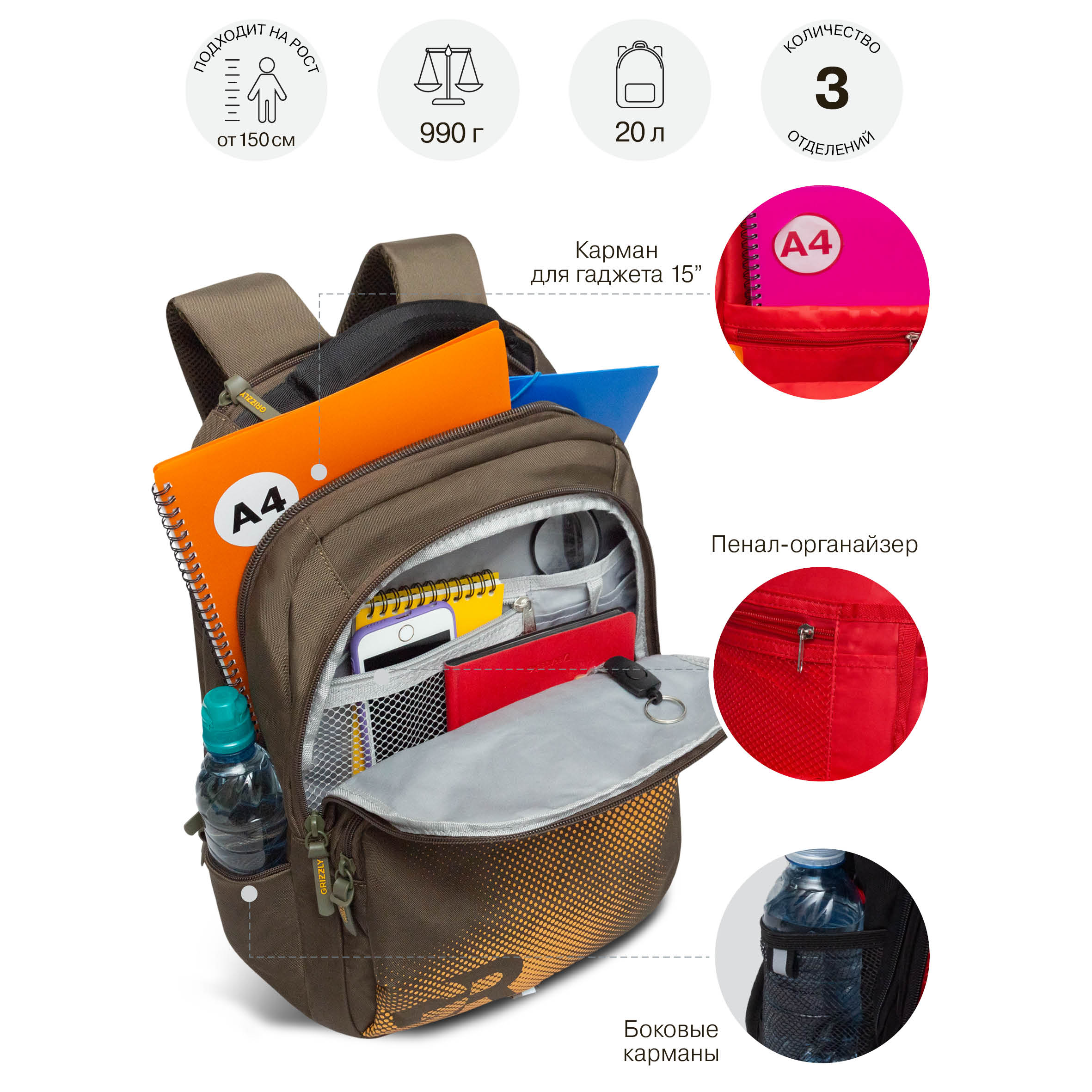 Рюкзак Grizzly для мальчика - фото 8