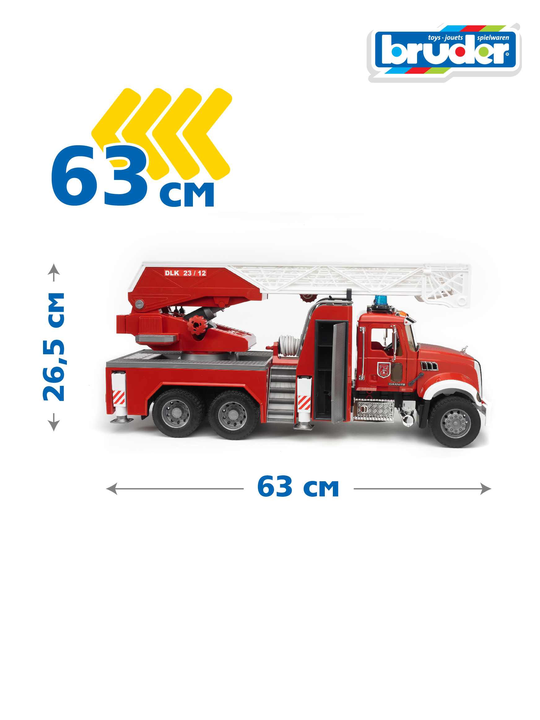 Пожарная машина Bruder MACK с выдвижной лестницей и помпой 02-821 - фото 2