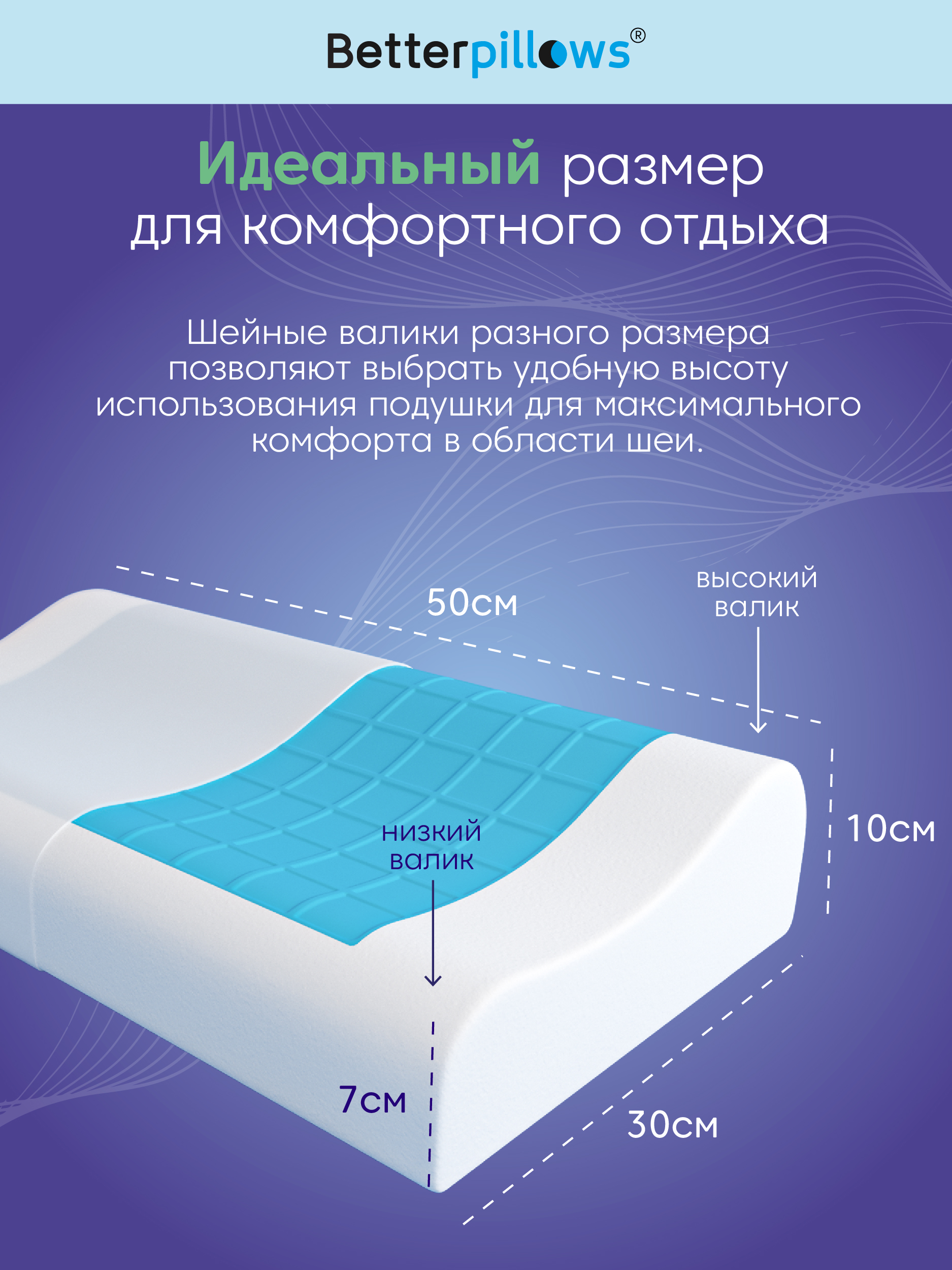 Подушка ортопедическая для сна Betterpillows с охлаждающим эффектом для взрослых и детей - фото 7