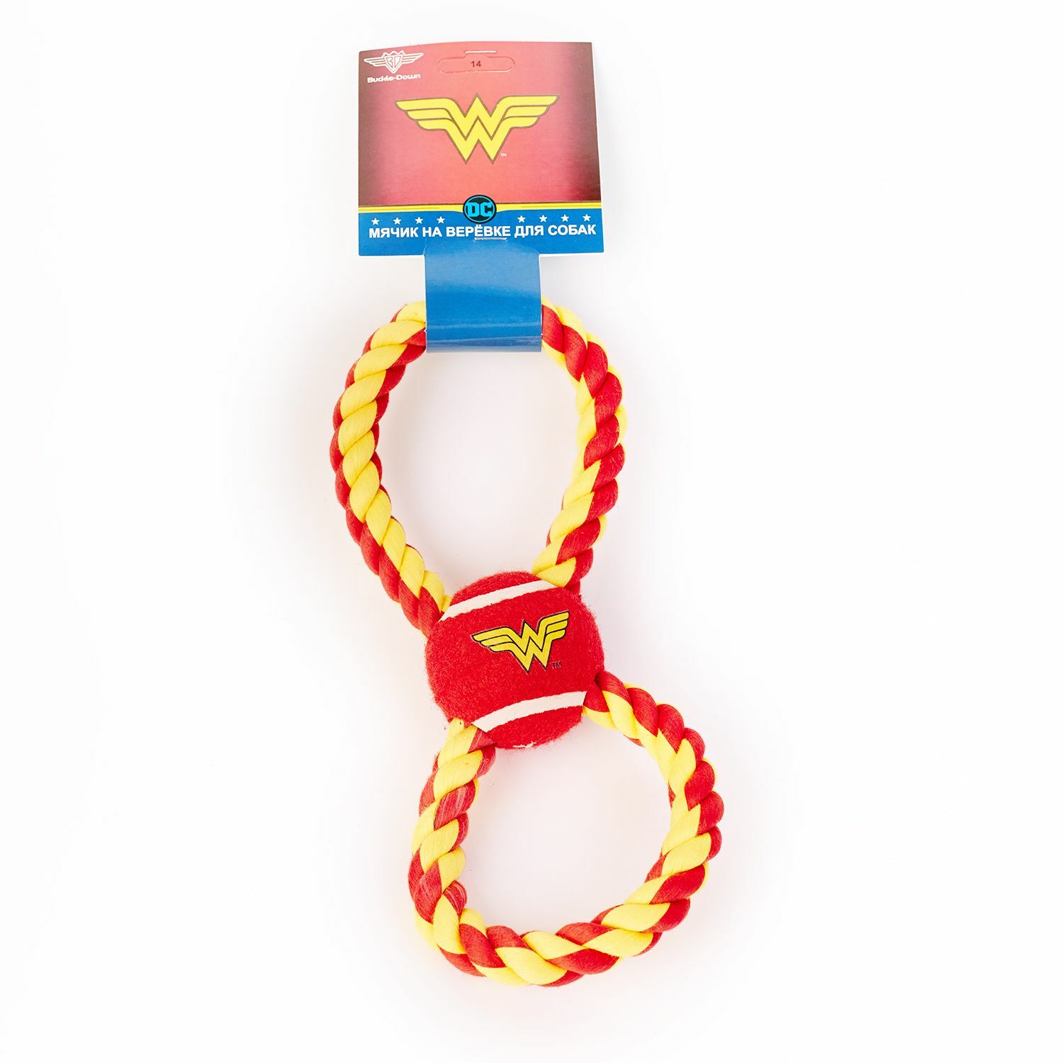 Игрушка для собак Buckle-Down Мяч на веревке Чудо-женщина Мультиколор - фото 2