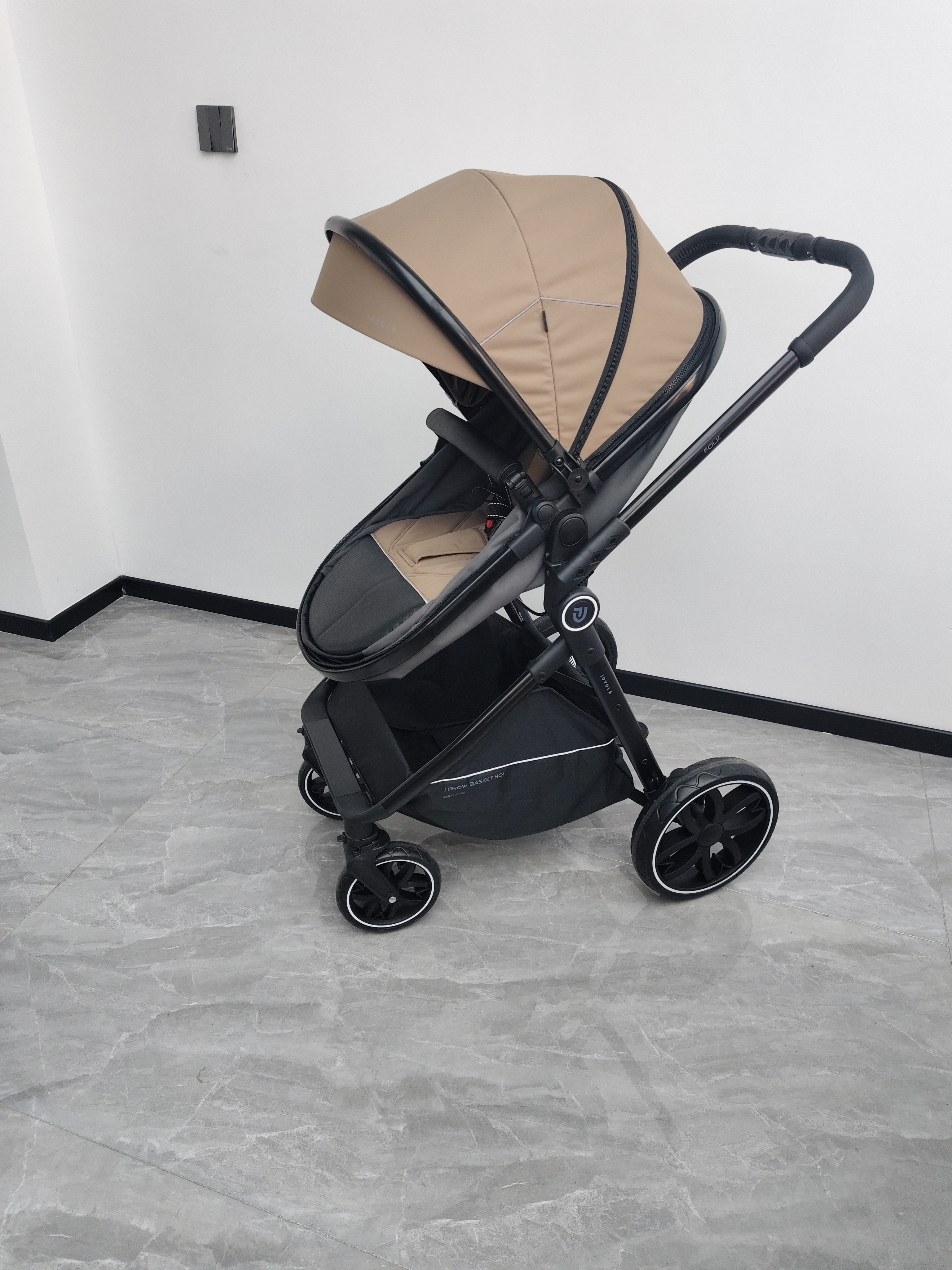Коляска трансформер JOVOLA 3в1 Folk, темно-бежевый - фото 10
