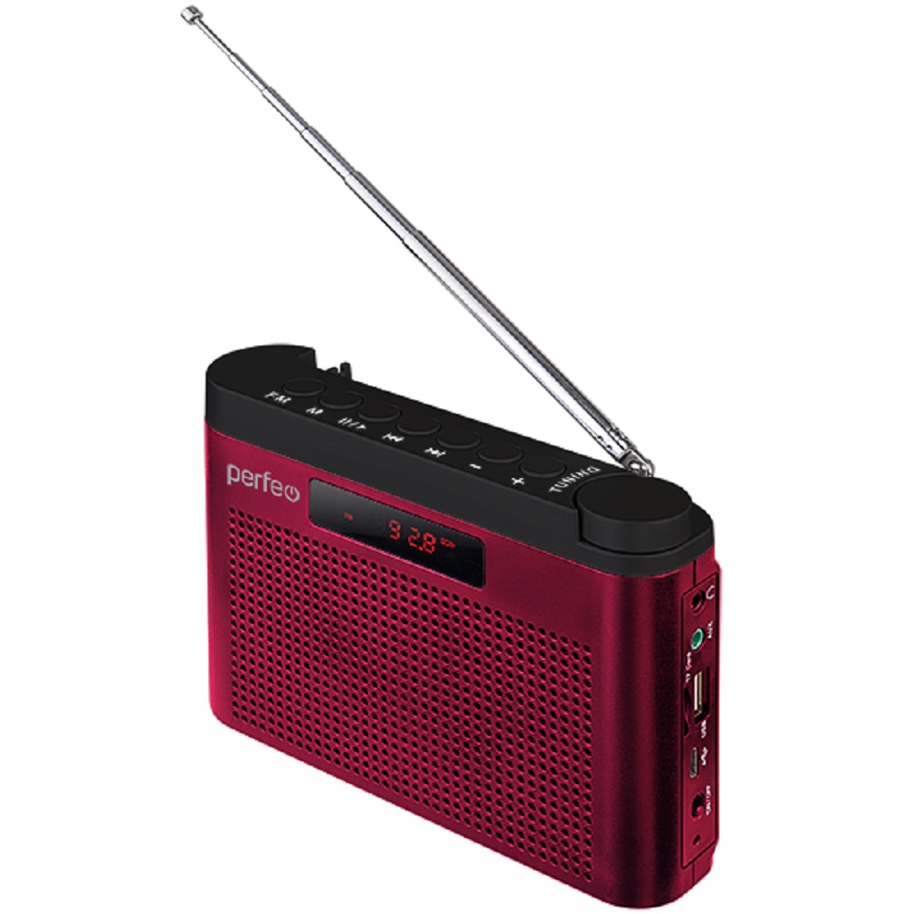 Радиоприемник Perfeo цифровой ТАЙГА FM+ 66-108МГц MP3 встроенный аккумулятор USB бордовый I70RED - фото 7