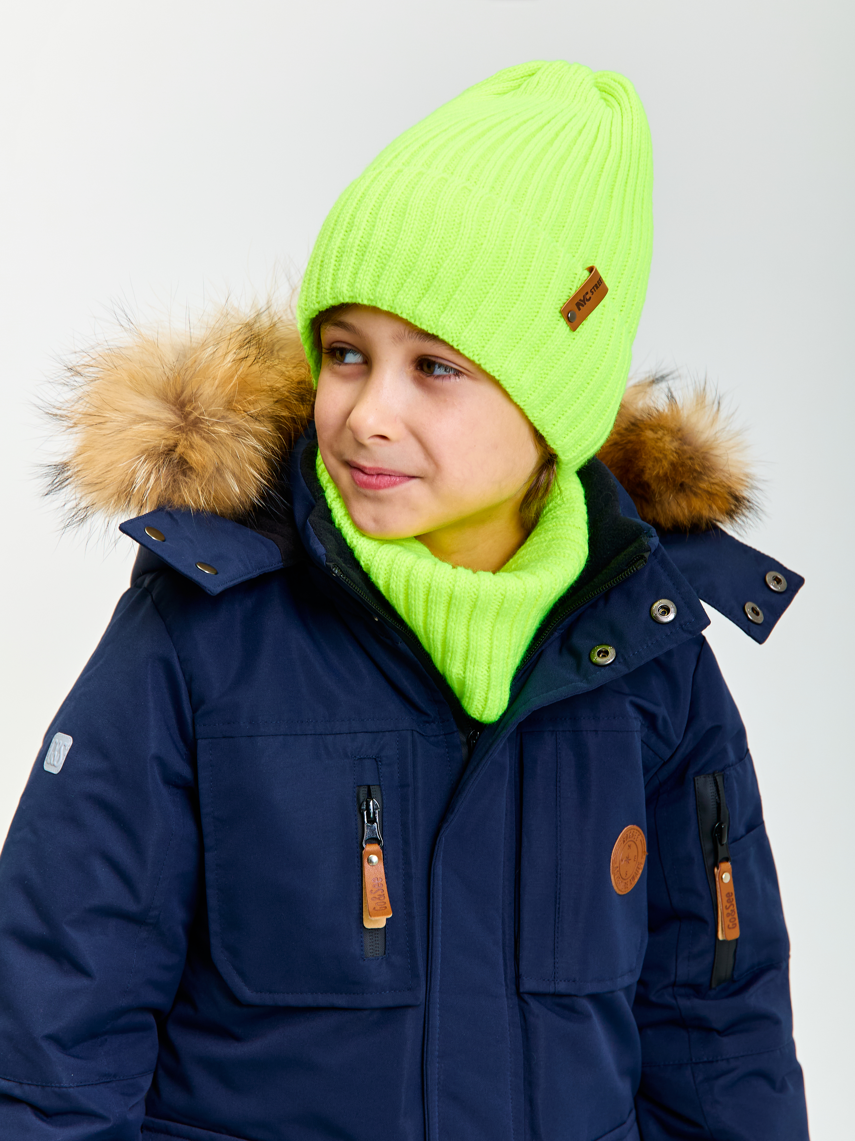 Шапка и снуд KUBRIO KU-H-104-GplainW-acidB - фото 6