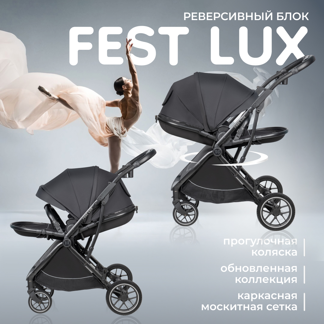 Коляска прогулочная Farfello Fest Lux черный - фото 1
