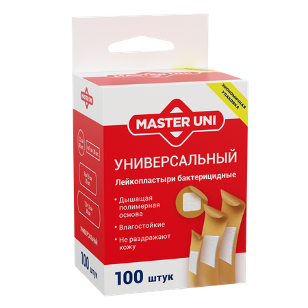Лейкопластырь бактерицидный Master Uni микс размер 100шт