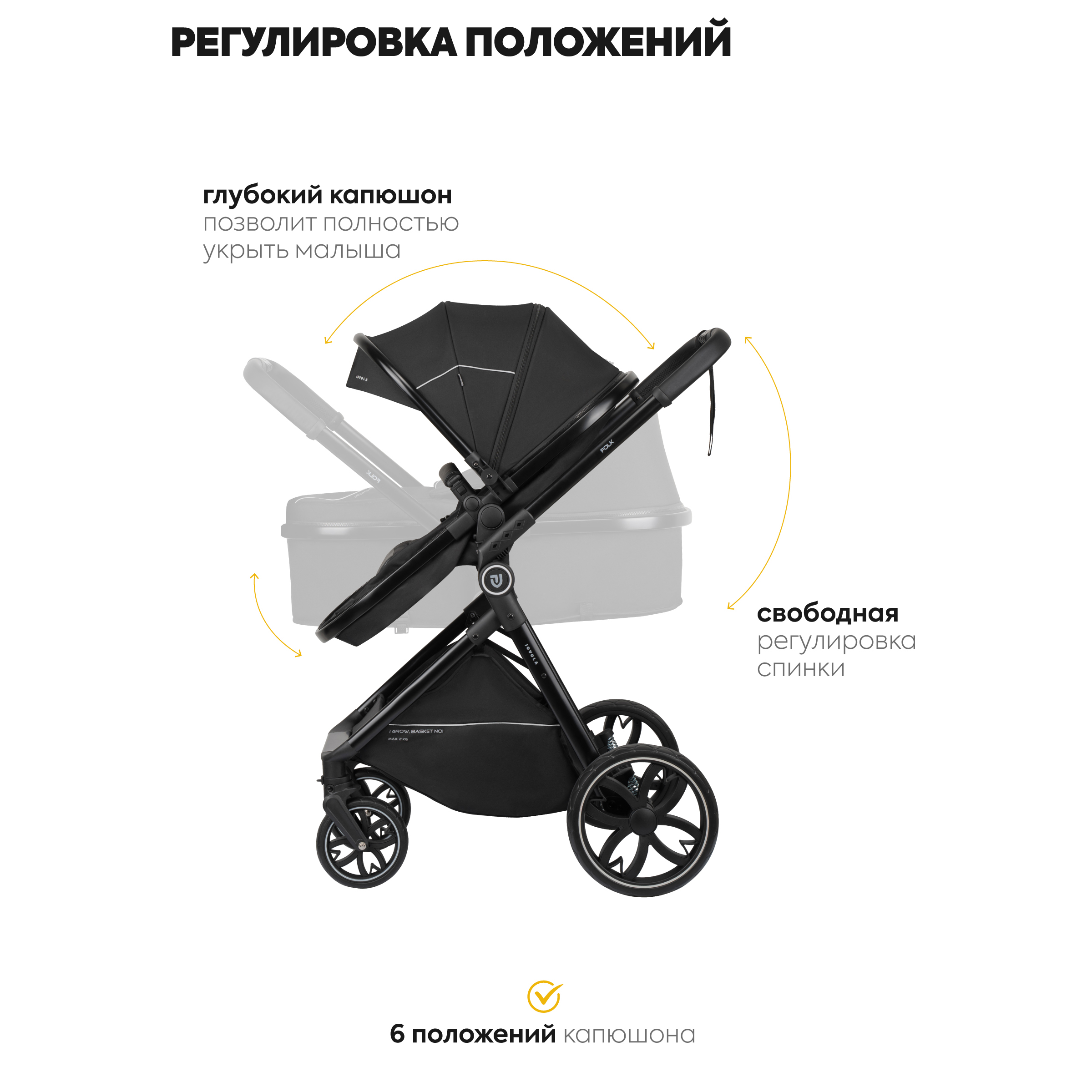 Коляска трансформер JOVOLA Folk Черный - фото 4