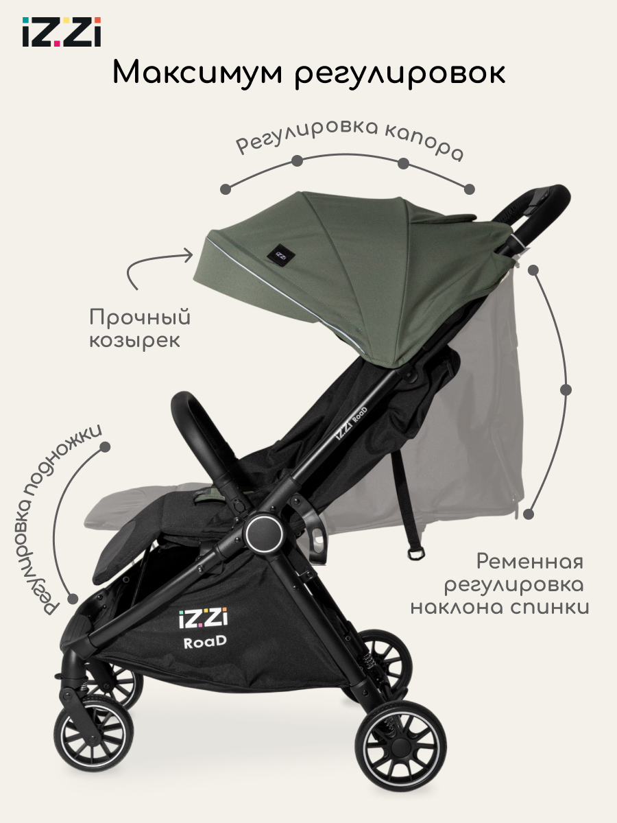 Коляска прогулочная iZZi для путешествий зеленый - фото 3