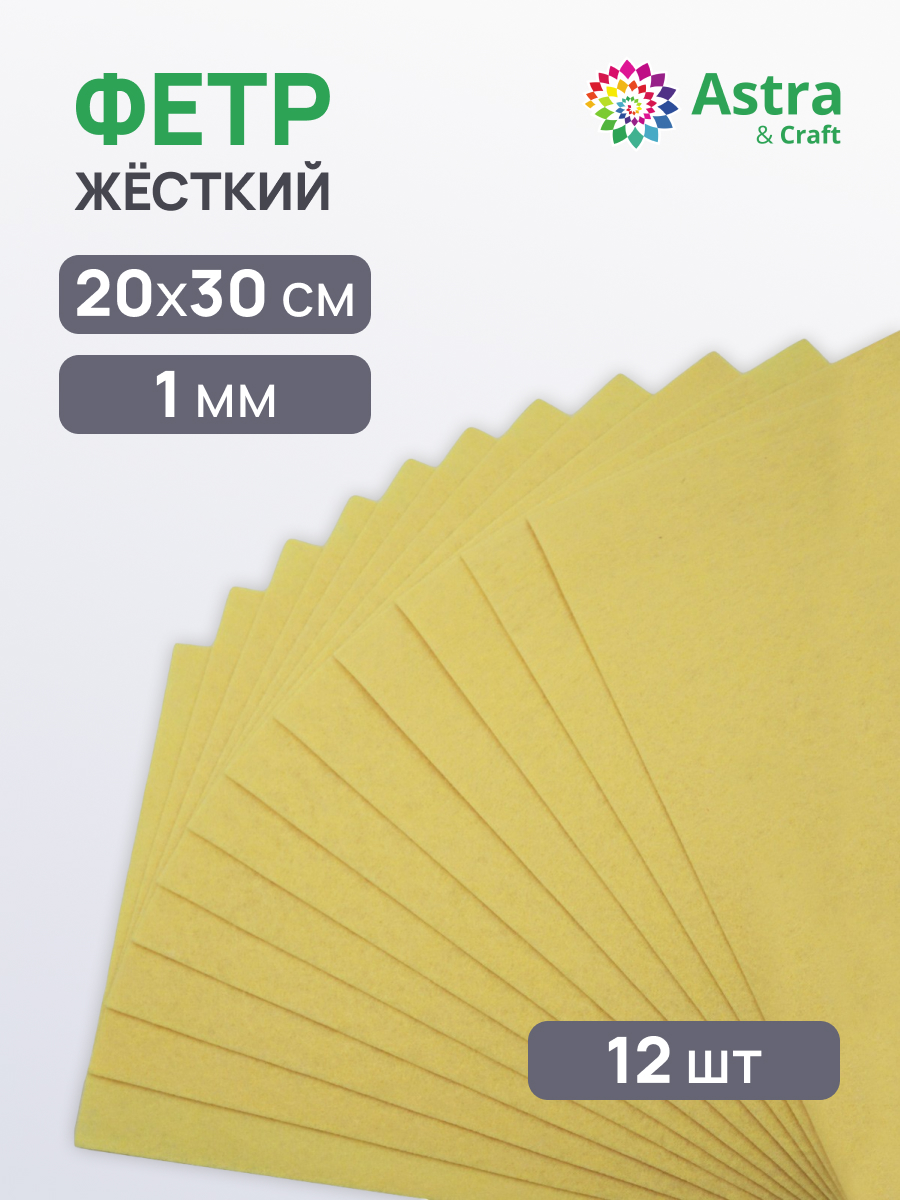 Изображение товара Набор для творчества Astra Craft жесткий фетр 1 мм 12 шт Изображение товара Набор для творчества Astra Craft жесткий фетр 1 мм 12 шт