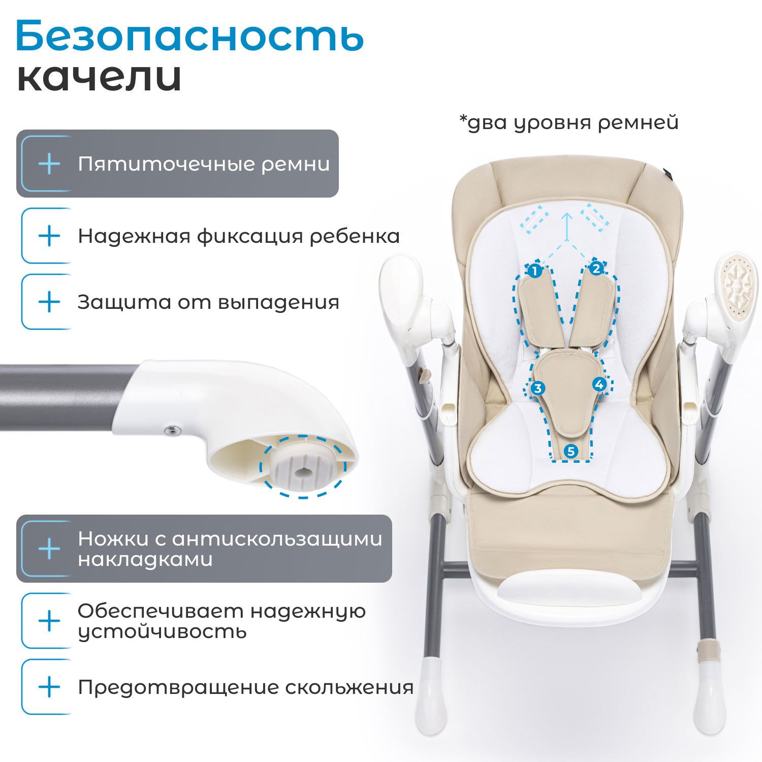 Стульчик для кормления Nuovita Unico Lux Bianco трансформер - фото 7