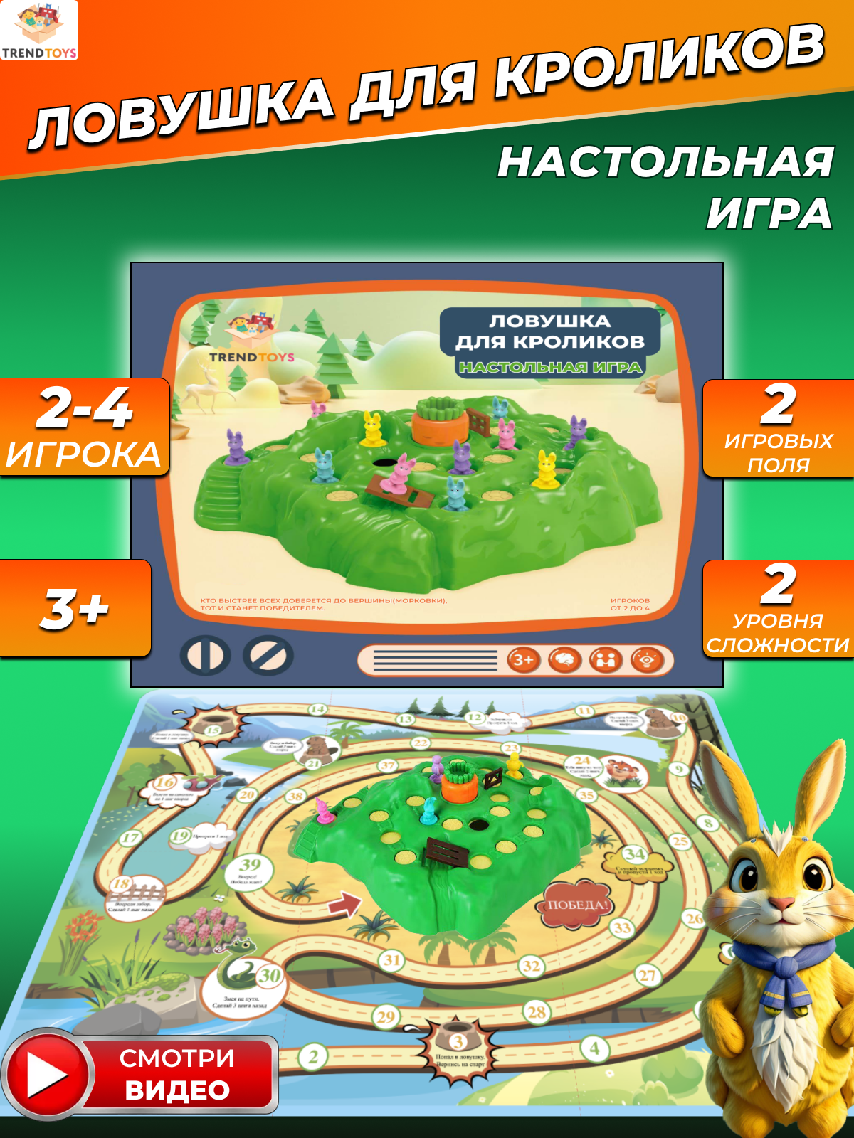 Настольная игра TrendToys Ловушка для кроликов - фото 1