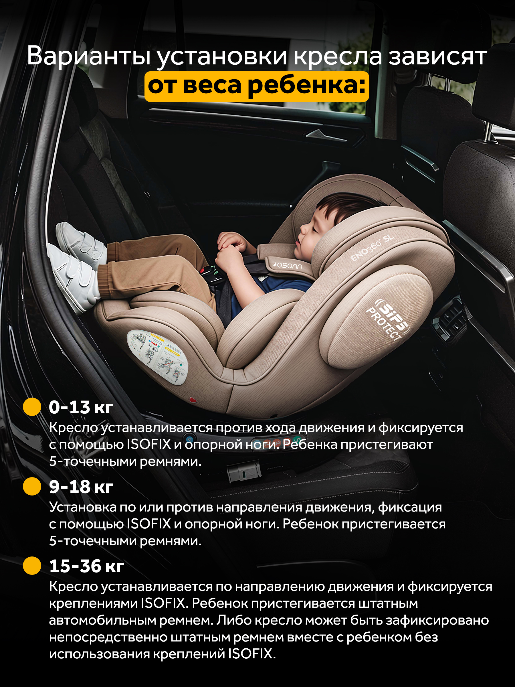 Автокресло Osann Eno 360 Wheat 0-36 кг Isofix 0+/1/2/3 (0-36 кг) бежевый - фото 8