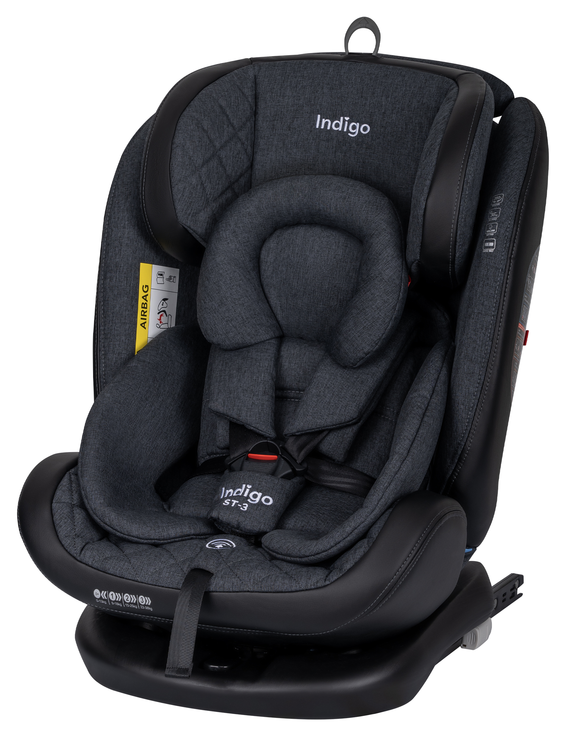 Автокресло Indigo Aero, темно-серый лен Isofix 0+/1/2/3 (0-36 кг) - фото 9