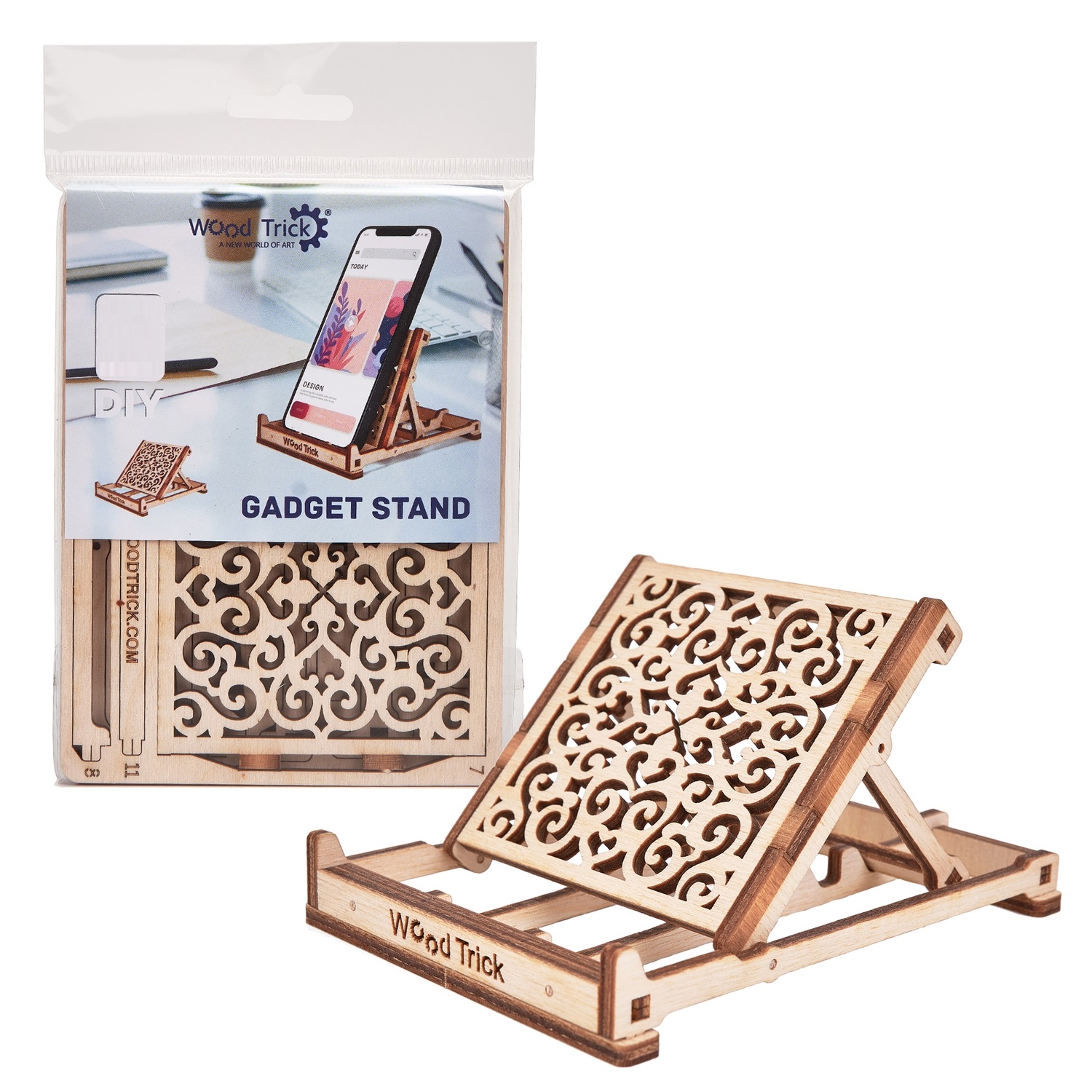 Конструктор Wood Trick Подставка для телефона деревянный 16 дет. - фото 4