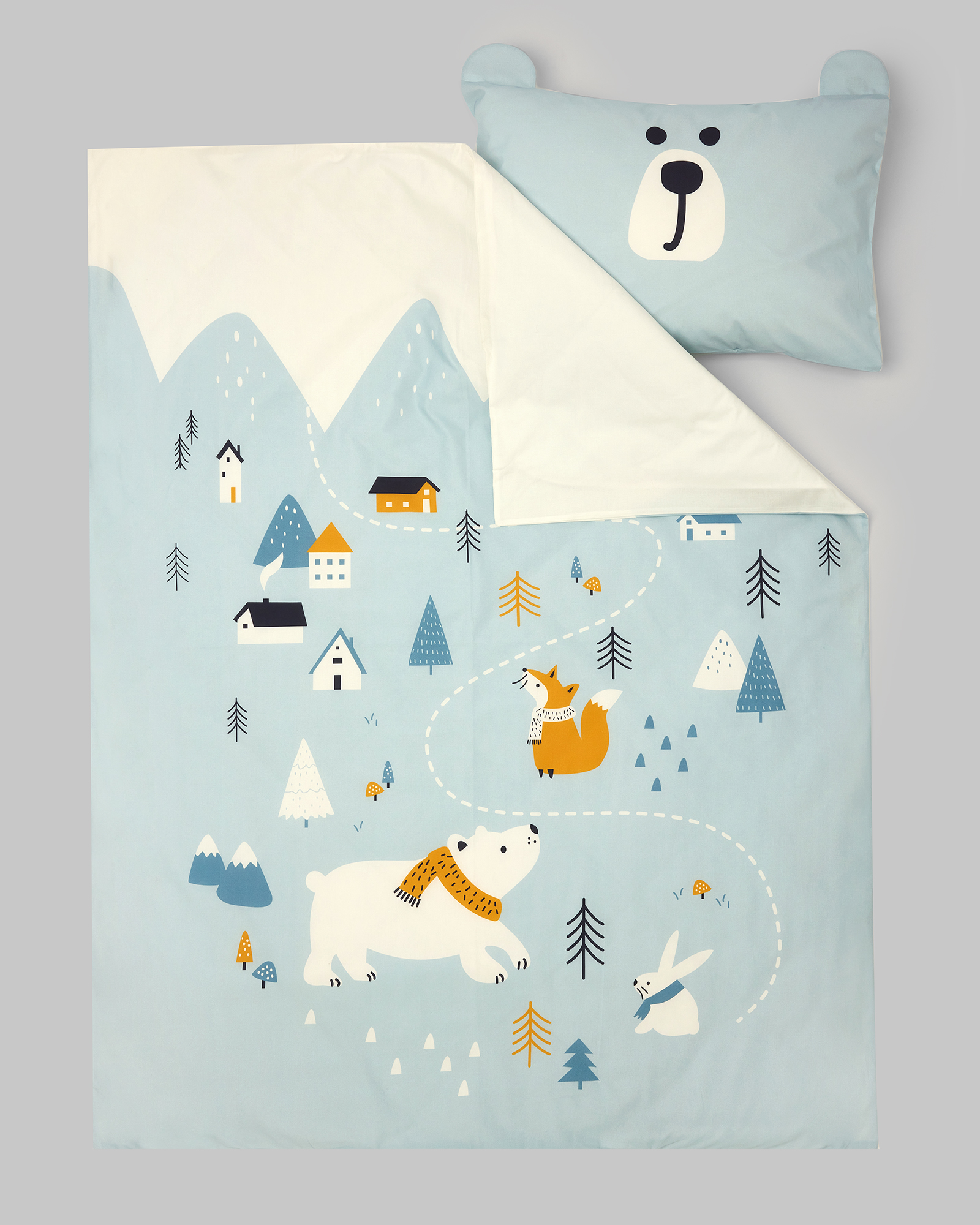 Комплект постельного белья FUTURINO Home Зимняя прогулка 2 предмета W24FH-3301-33bd-55 - фото 2