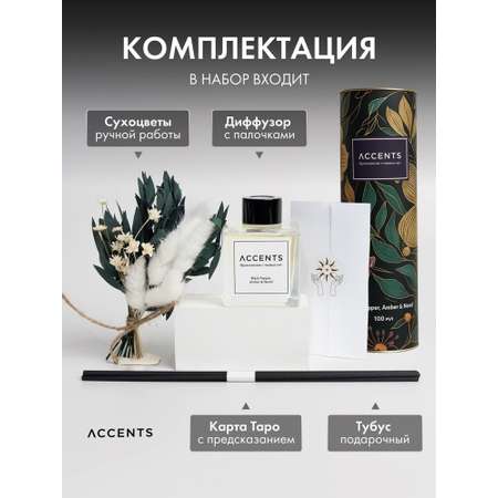 Диффузор с сухоцветами в Премиум тубусе Accents Amber & Pepper