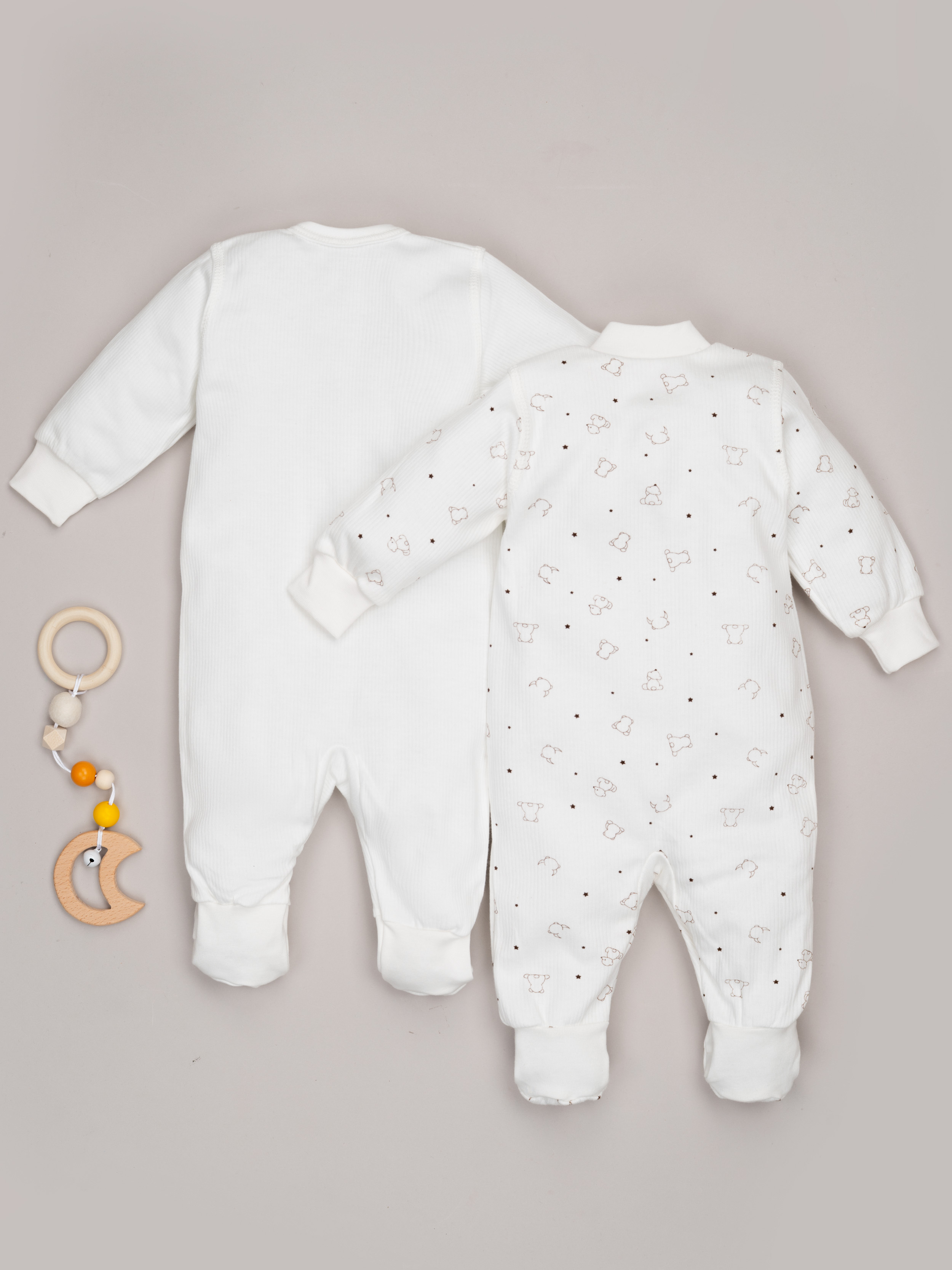 Комбинезон 2 шт ТРИЯ 114_1161 интерлок экрю рис.мишки - фото 6