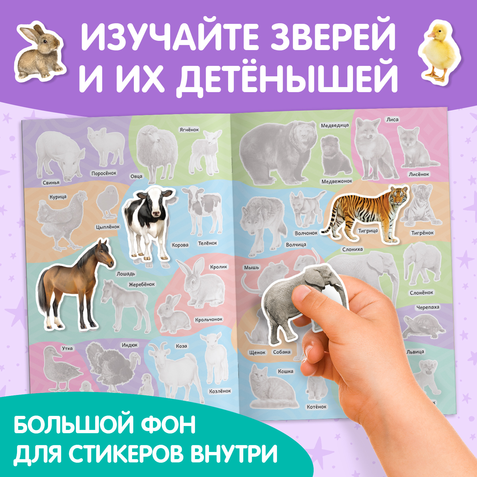 Книга Буква-ленд Познавательные наклейки Мамочки и детки - фото 5