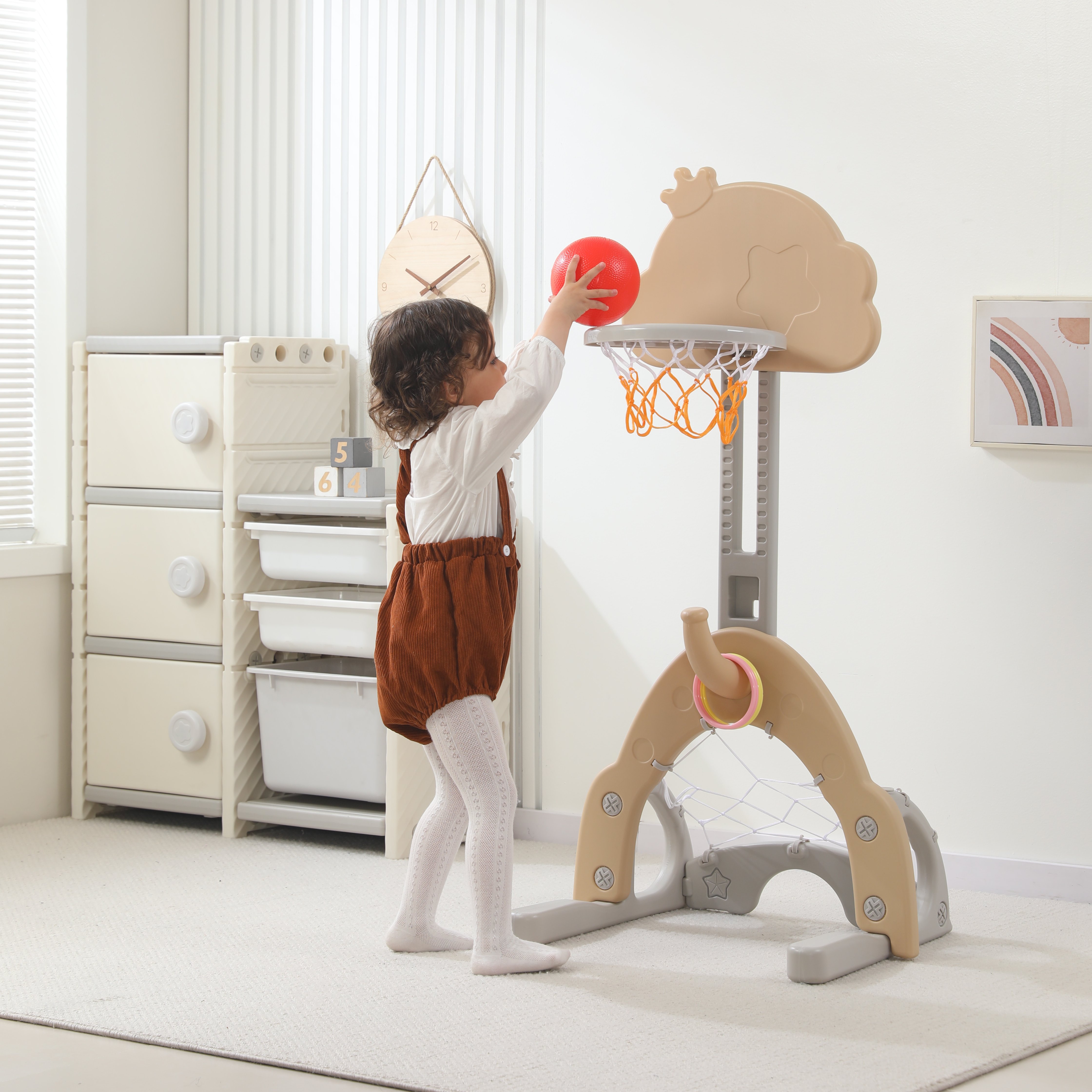 Баскетбольная стойка детская UNIX Kids Star сamel 2в1 для дома и улицы хоккейные футбольные ворота - фото 9