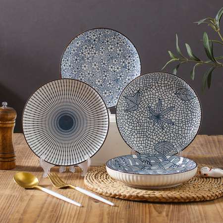 Тарелка ZDK Kitchen Japanese Collection цвет голубой D 175 мм спирали