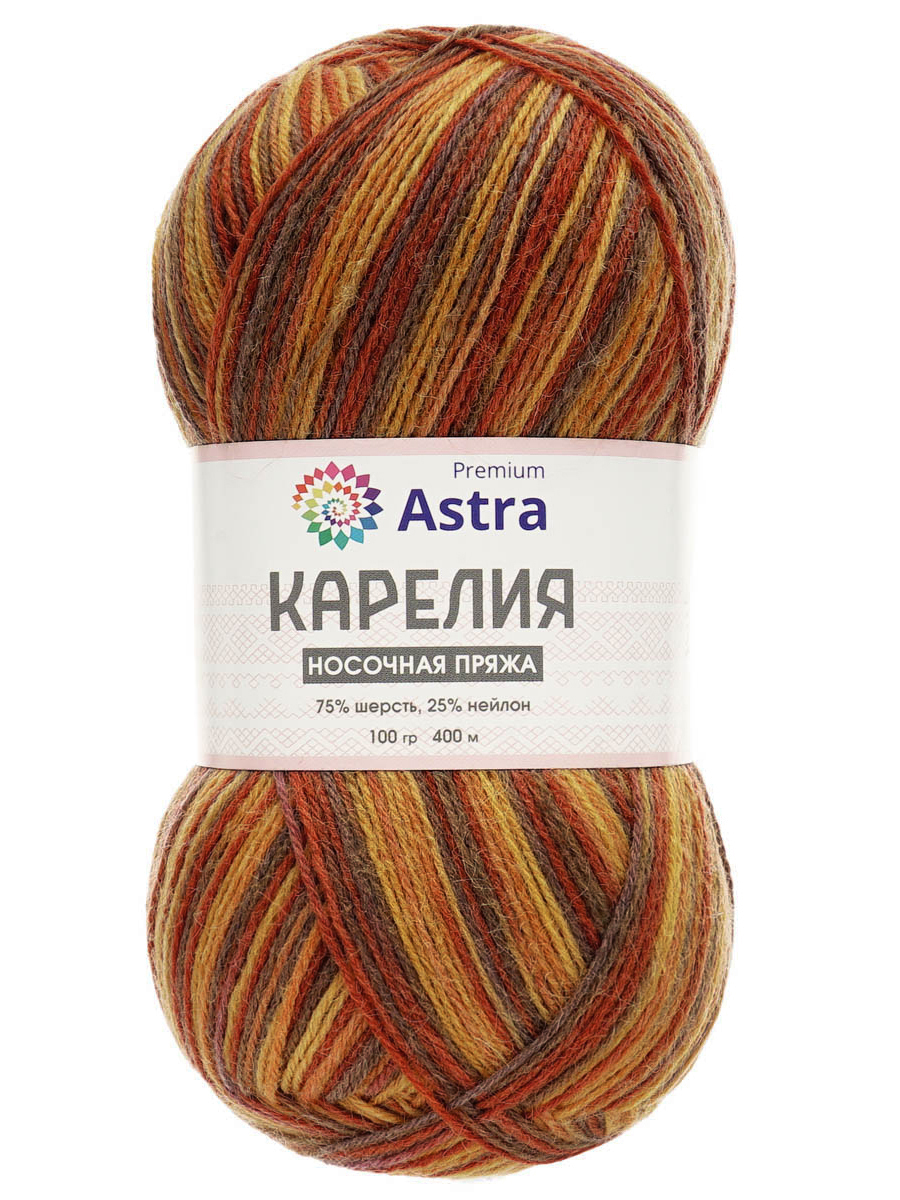 Пряжа для вязания Astra Premium карелия носочная шерсть нейлон 100 гр 400 м цвет 1001 2 мотка - фото 6