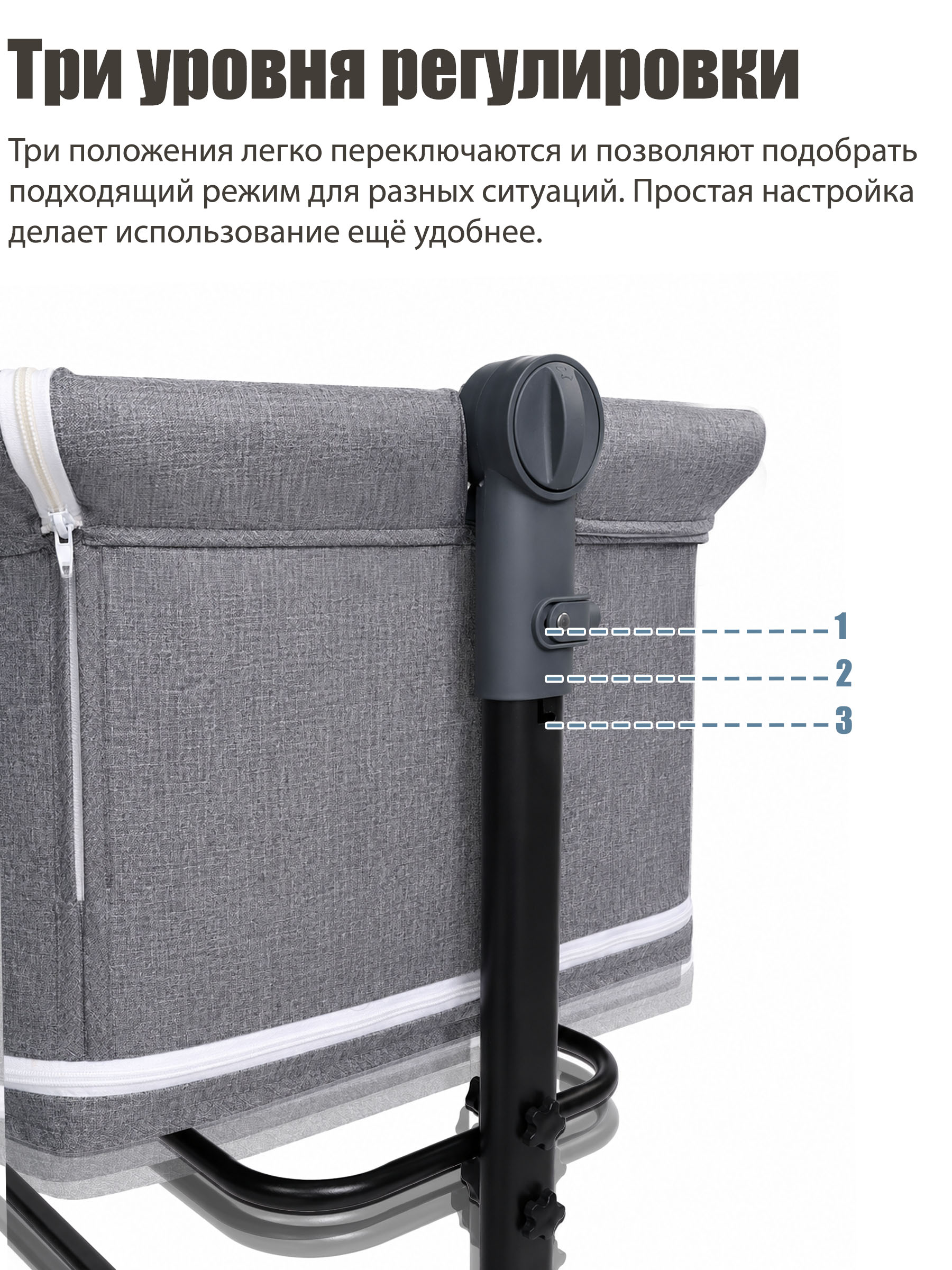 Детская кроватка CINLANKIDS, поперечный маятник (серый) - фото 3