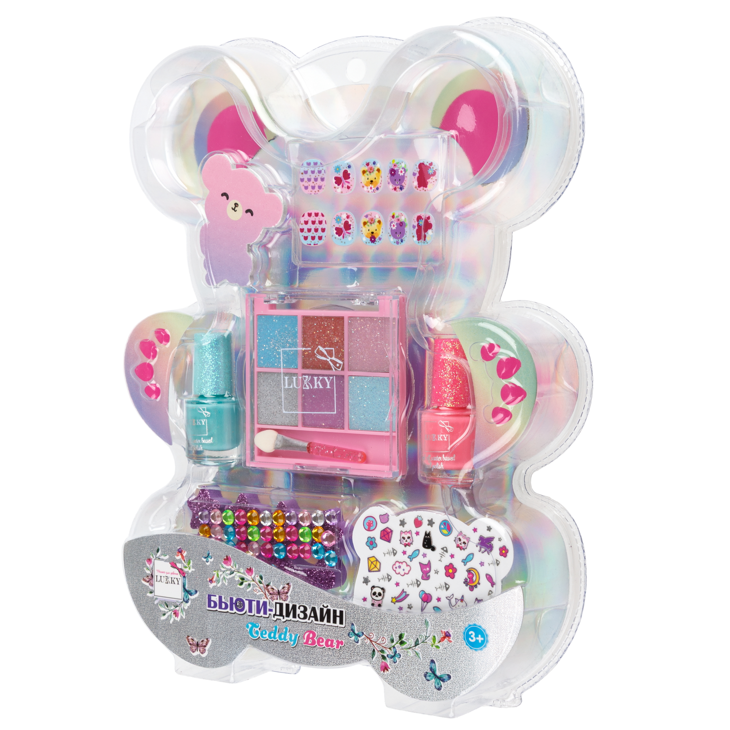 Набор декоративной косметики LUKKY тени для век 2 лака для ногтей 10 патчей для ногтей стразы стикеры пилочка - фото 17