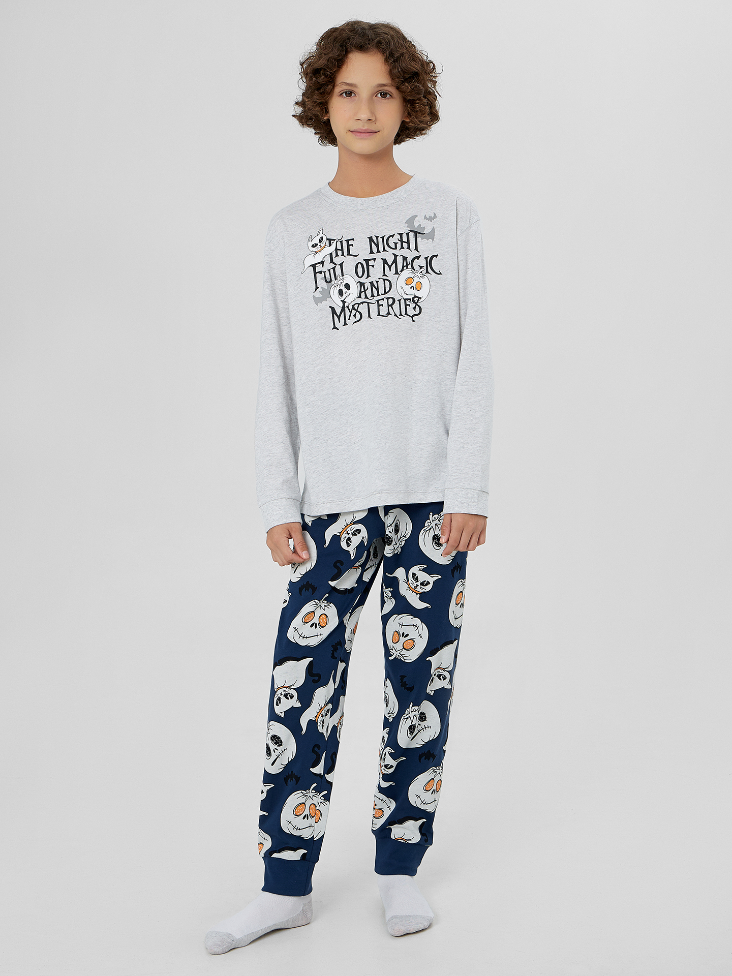 Пижама Mark Formelle (Марк Формэль) 563333/серый меланж 4306-А +привидения на синем - фото 1