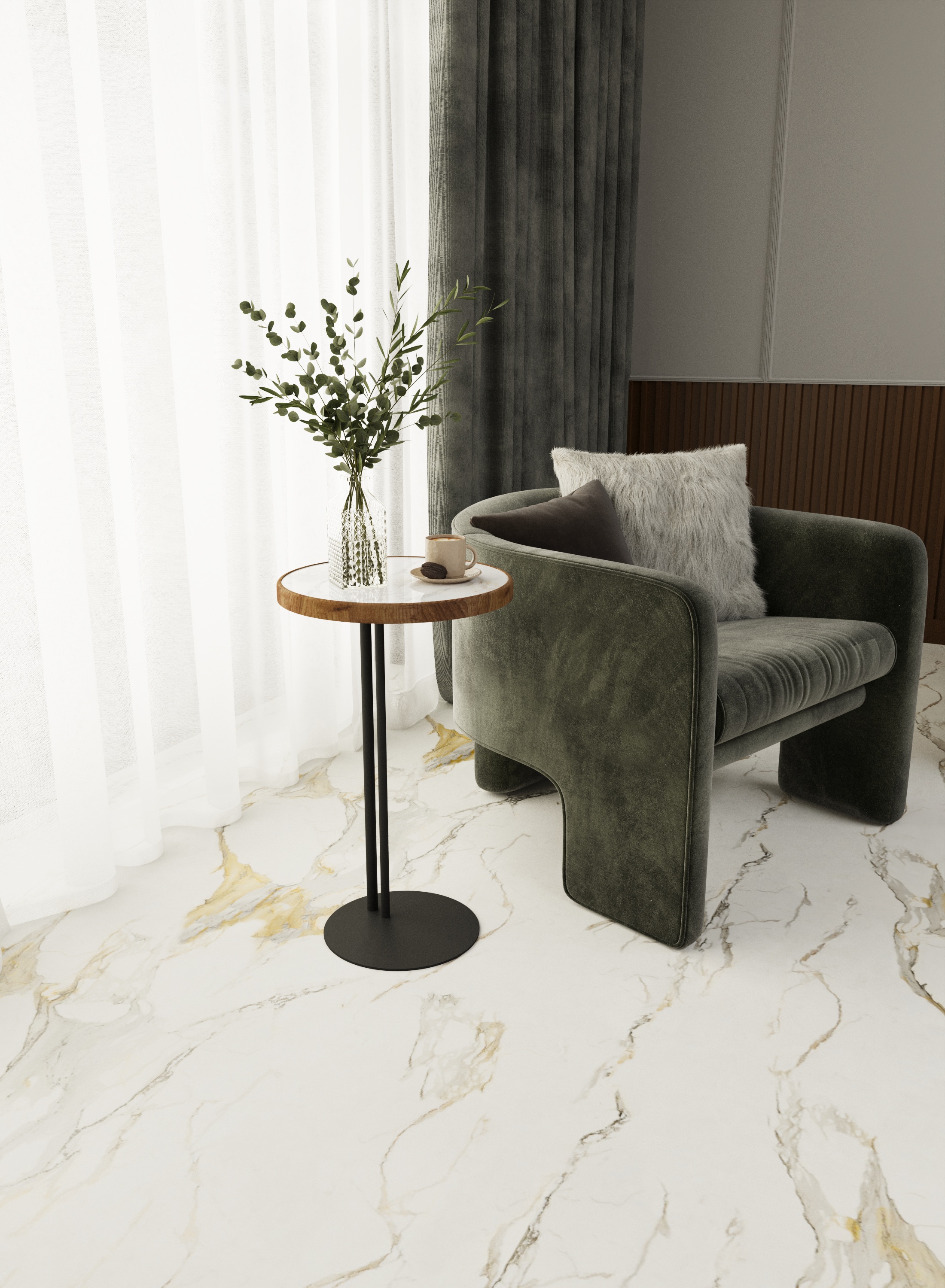 Стол журнальный SLINE Кальяри лайт вяз браун черный - фото 6