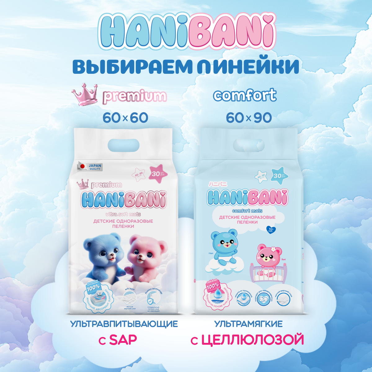 Пелёнки одноразовые HANIBANI 60х60 см 30 шт. - фото 10