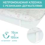 Клеенка Чудо-чадо на резинках (наматрасник) 70х100см бордовые зверушки/белый