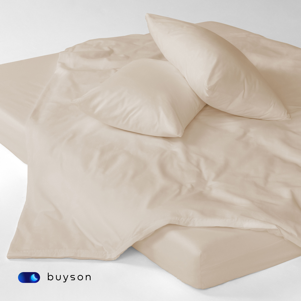 Пододеяльник buyson BuyLive 140x205 см хлопковый сатин цвет ваниль - фото 9