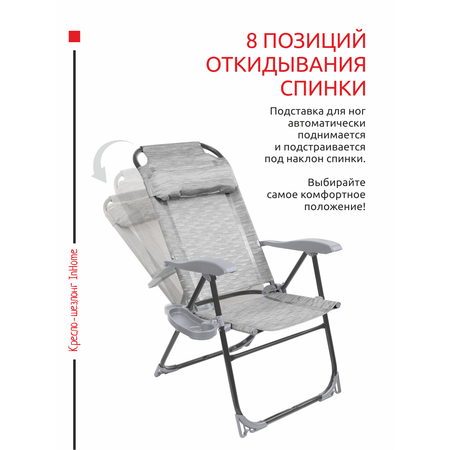 Кресло-шезлонг InHome складное садовое с подлокотниками для отдыха
