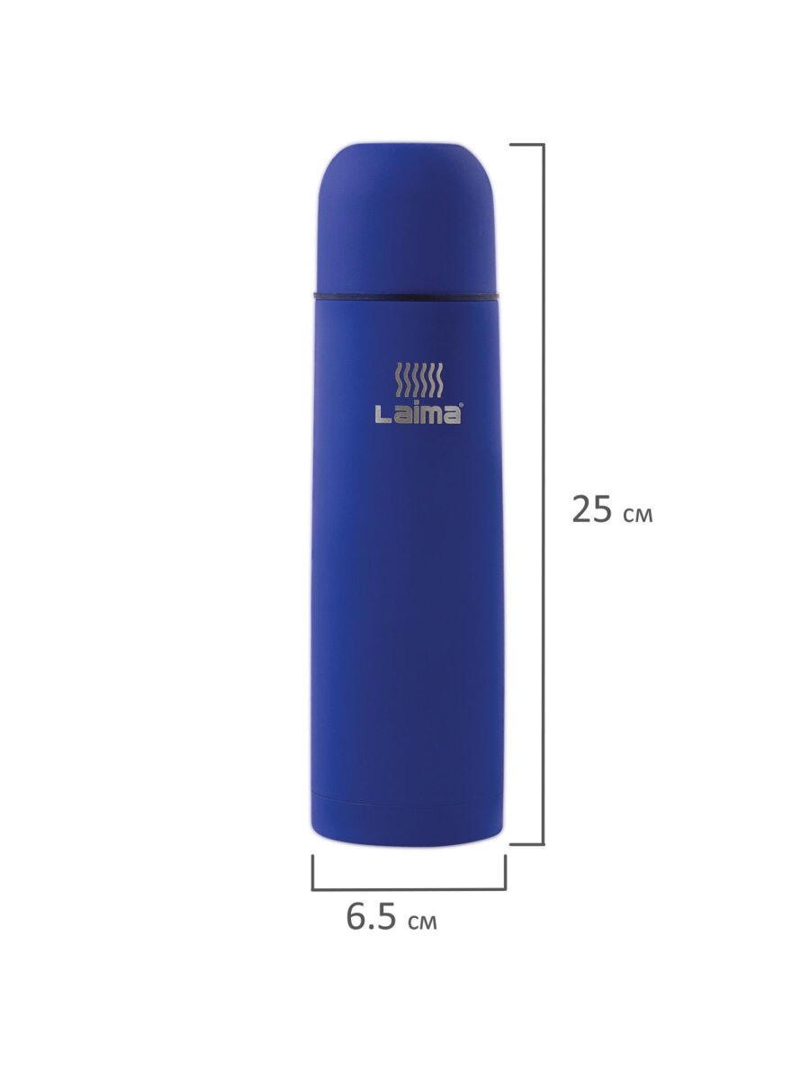 Термос Лайма классический с узким горлом 0.5 л нержавеющая сталь синий - фото 16