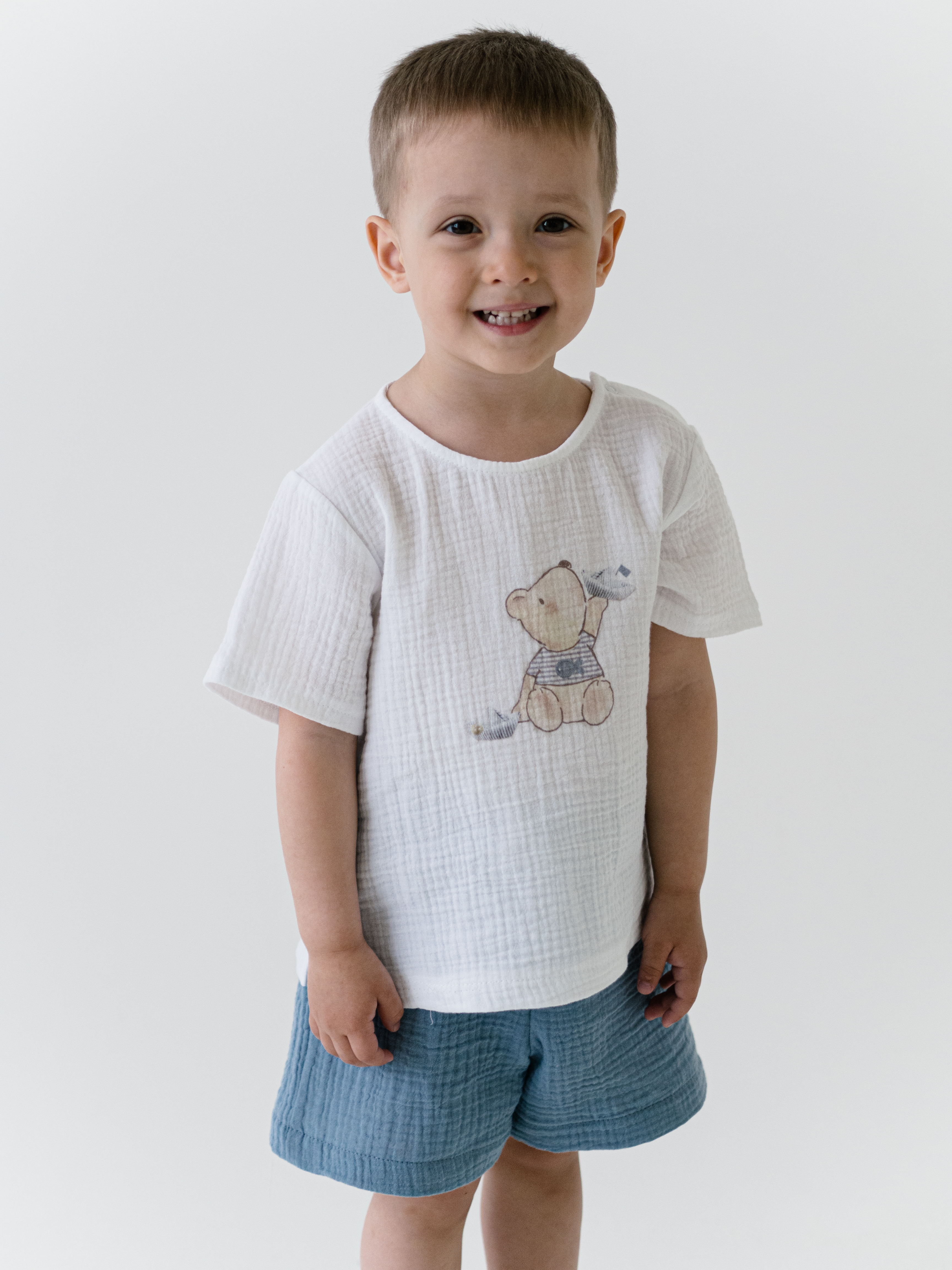 Костюм Чудо-Кроха SET-Ts01-Pr02-Sh01_белый/джинс - фото 1