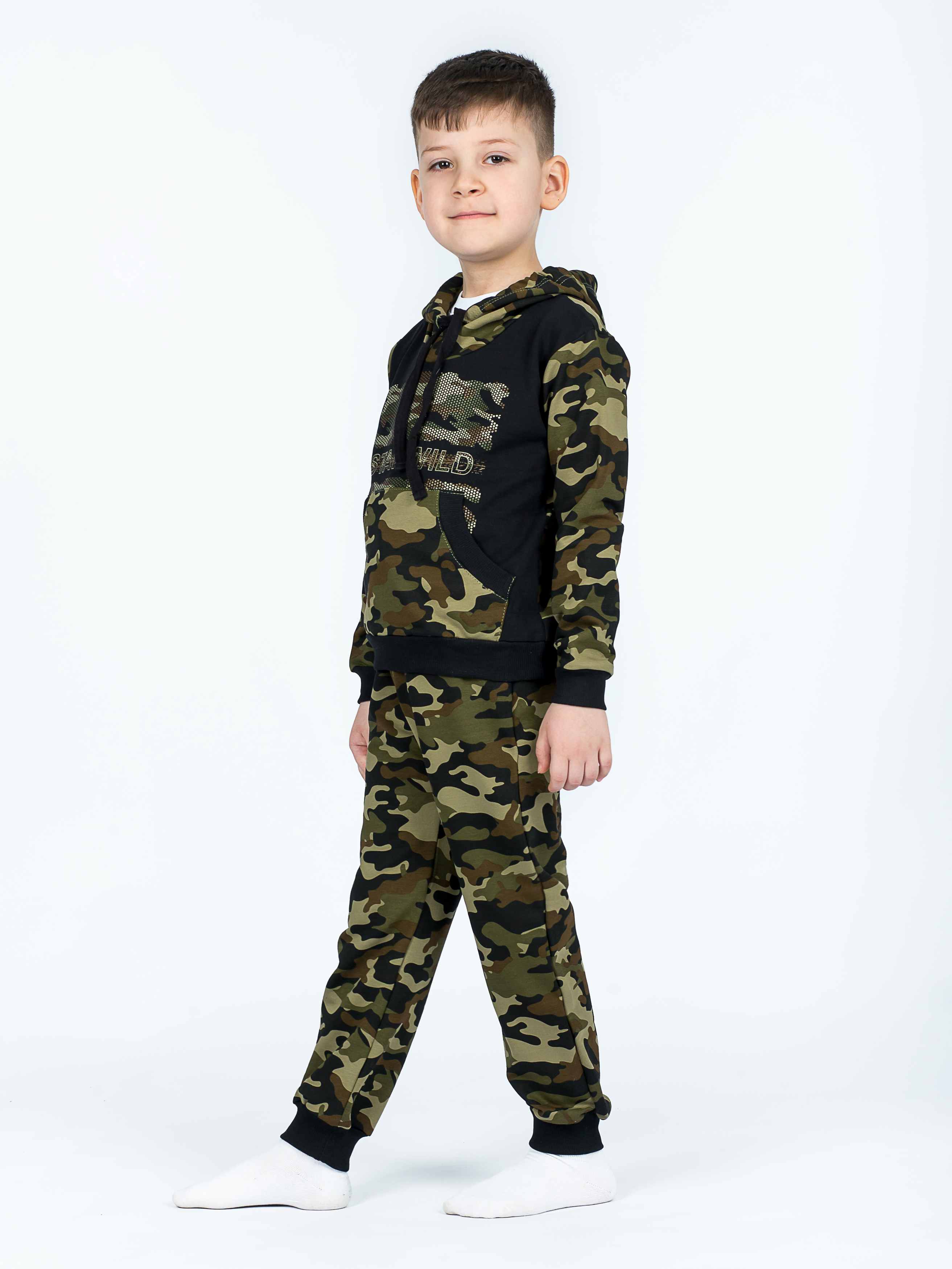 Костюм спортивный KiMMi Baby КБ-1308747 хаки черный милитари - фото 3
