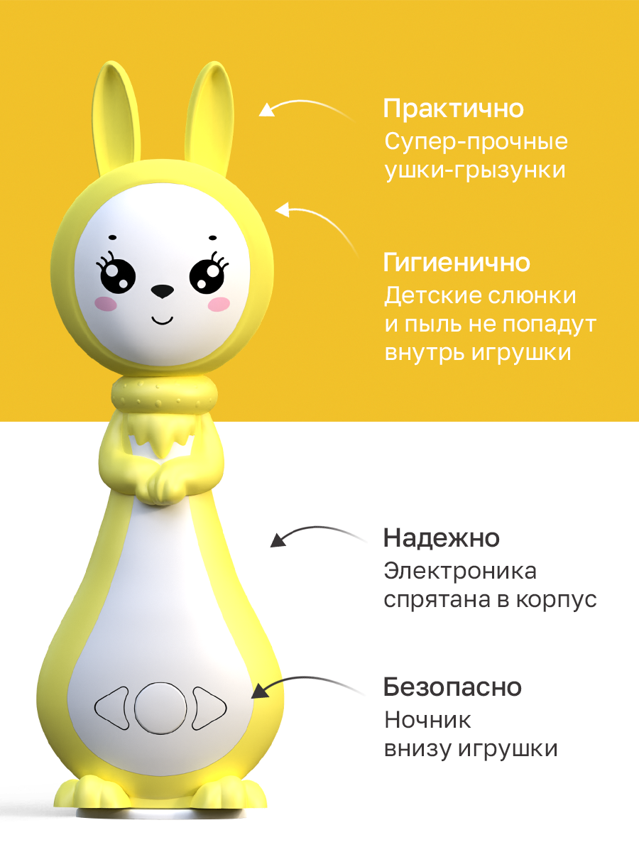 Игрушка BertToys Зайчик няня Грызушка Желтый - фото 2
