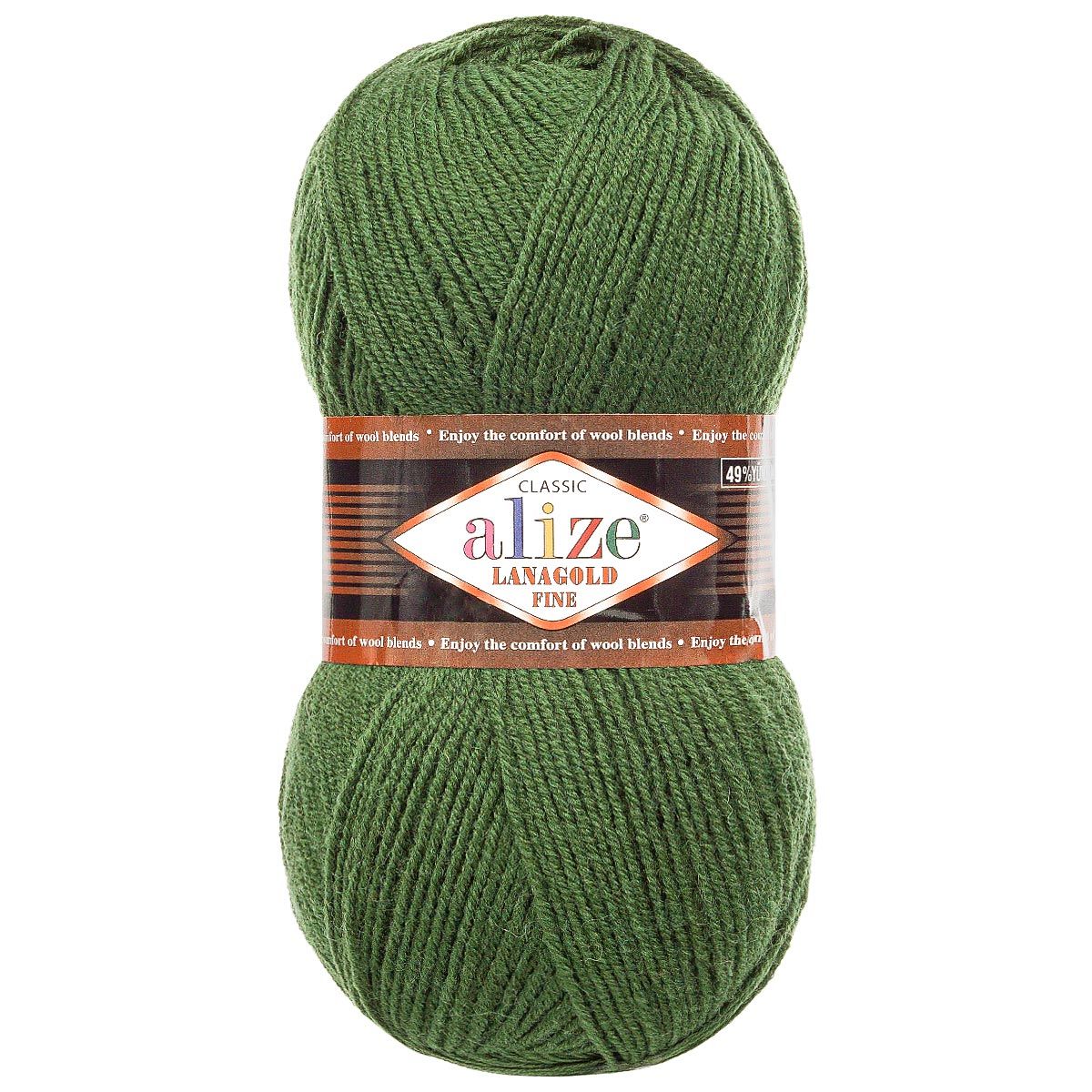 Пряжа Alize полушерстяная мягкая теплая Lanagold fine 100 г 390 м 5 мотков 118 зеленая трава - фото 4