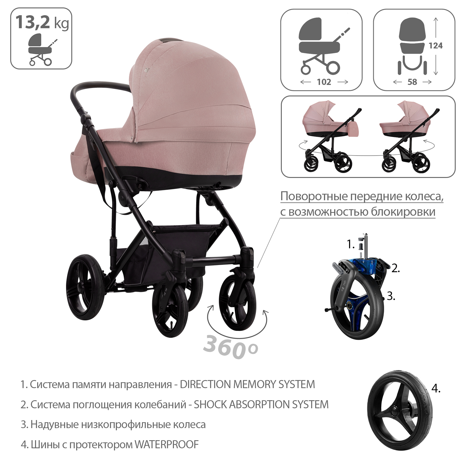 Коляска 2 в 1 Bebetto Magnum Lux - фото 4