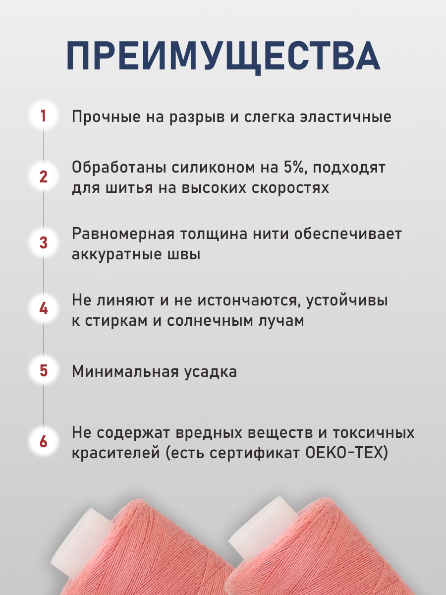Нитки для шитья 40/2 Bestex 10шт цв 39 - фото 3