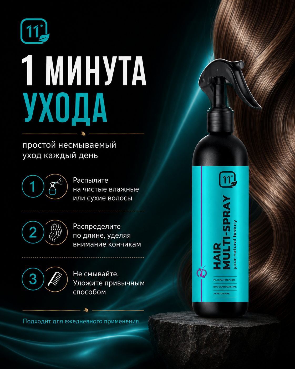 Термозащитный спрей для волос 11i professional легкое расчесывание - фото 3