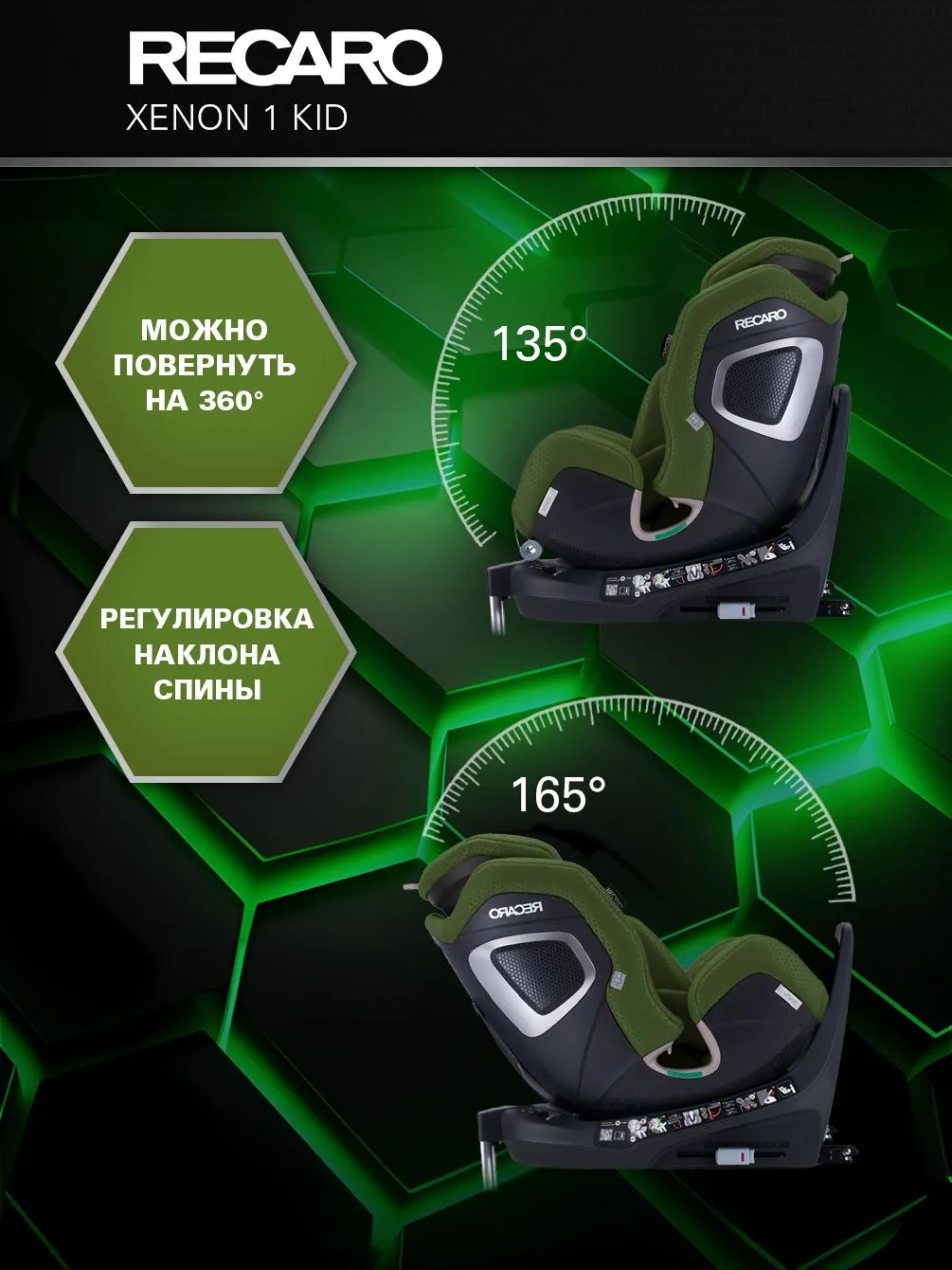 Автокресло Recaro Xenon 1 KID Isofix 0+/1/2 (0-25 кг) зеленый - фото 2