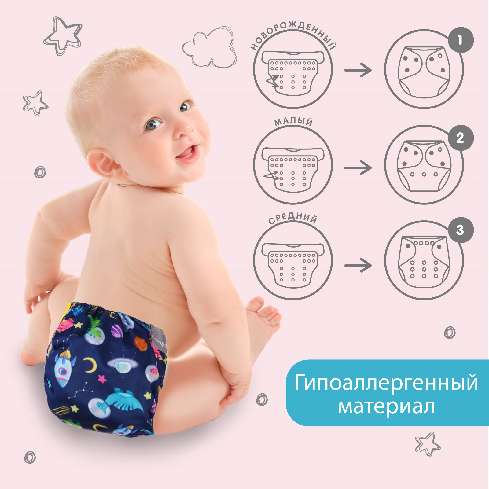 Многоразовые подгузники Крошка Я Onesize - фото 3