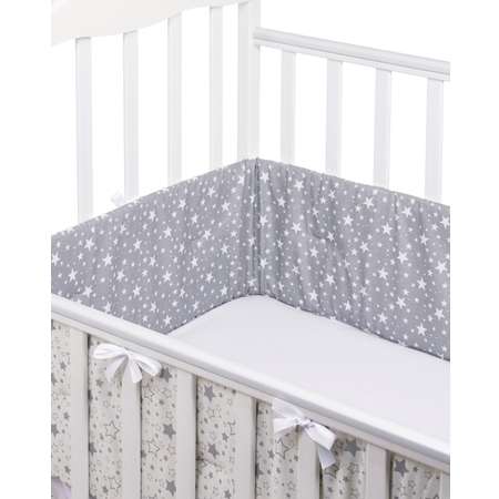 Бортики в кроватку Lemony kids Stellino 2 части по 180 см серый
